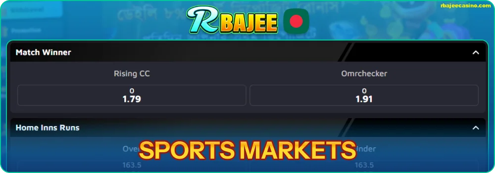 Betting Markets and Odds at RBAJEE BD
